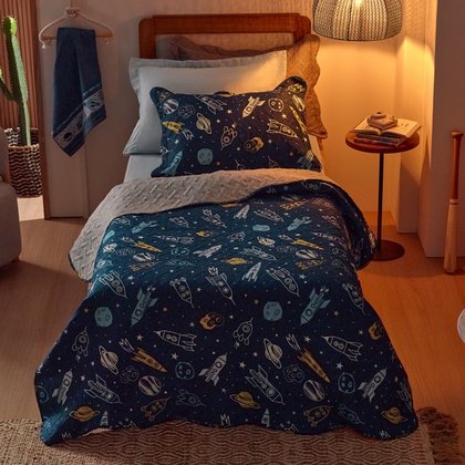 kit cobre leito casual kids galaxia ambiente