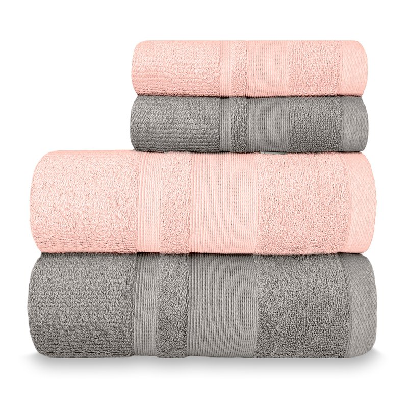 jogo de toalhas master 4 pecas cinza dove e rosa