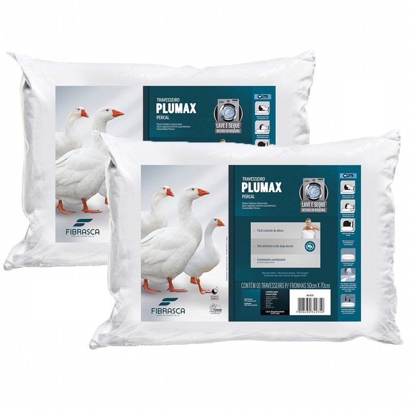 kit 2 travesseiro plumax percal fibrasca
