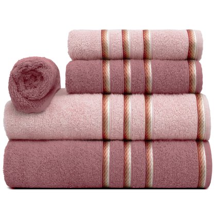jogo de toalha classic 5pc rosa mistico e rosa nevaga