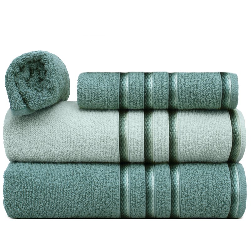 jogo de toalha classic 4pc verde ingles e hortela