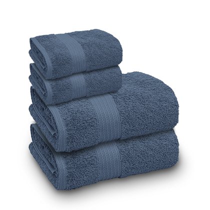 jogo de toalhas banhao intense algodao indiano azul indigo com sombra