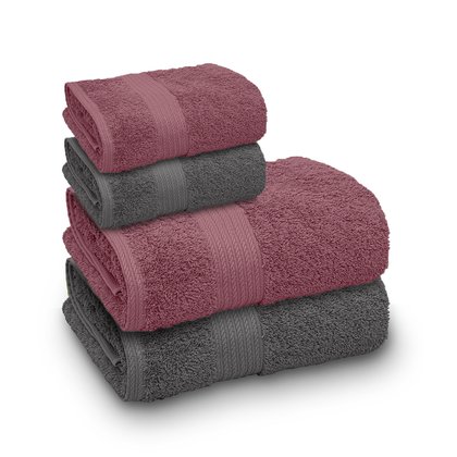 jogo de toalhas banhao intense algodao indiano chumbo e orquidea com sombra