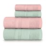 jogo de toalhas master 4 pecas verde ice e rosa cravo sombras menos contraste