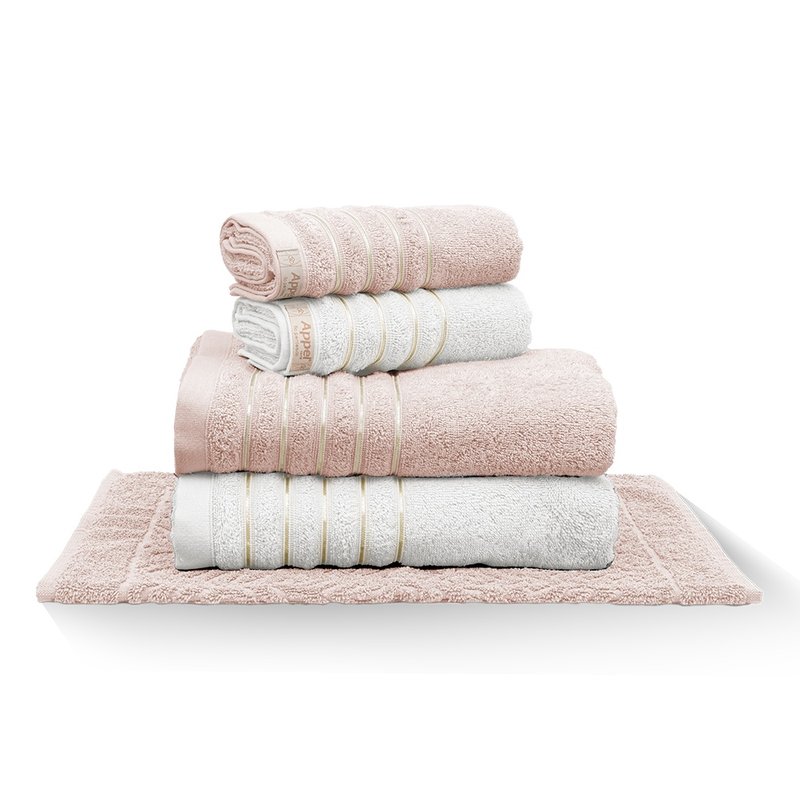 toalha golden still jogo 5pcs rosa branco 2