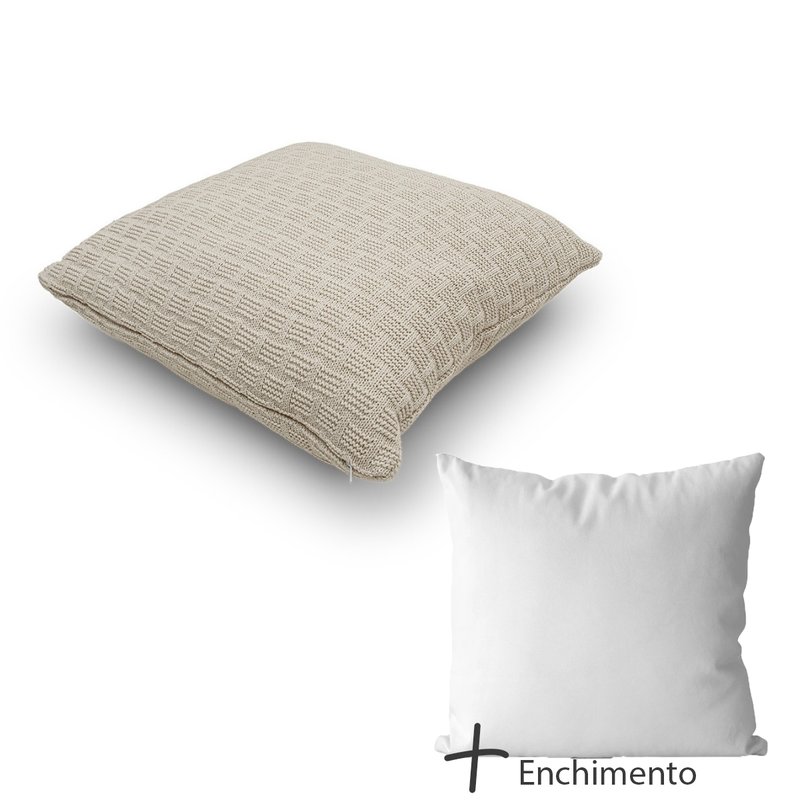 capa de almofada tricot natural 2 com enchimento