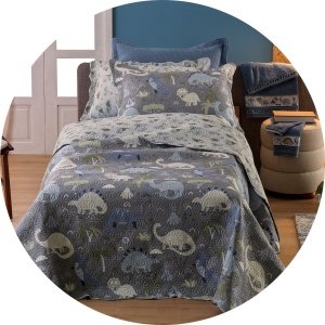 cobre leito casual kids dinossauro azul 1 circular