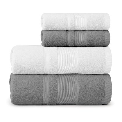 toalha master 4 pecas cinza branca