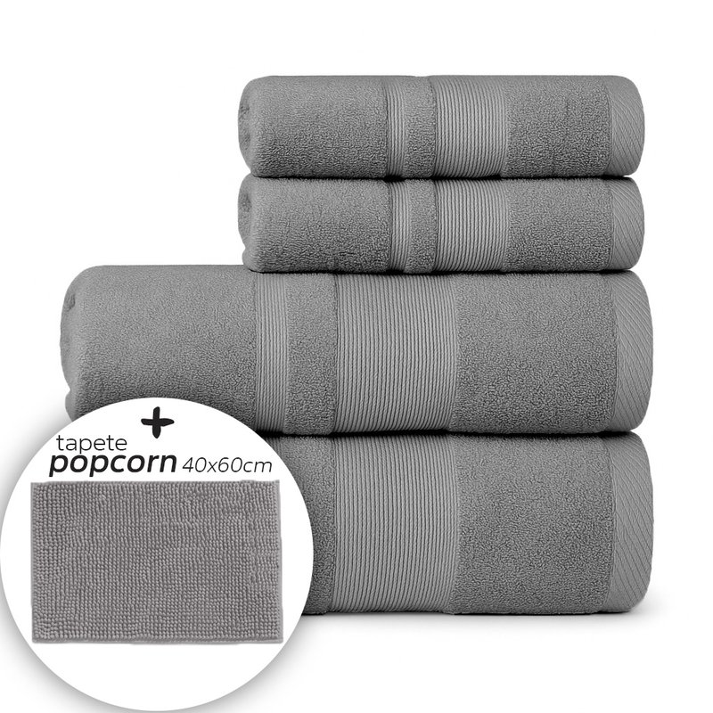 jogo toalha master 5 pecas cinza dove mais tapate popcorn