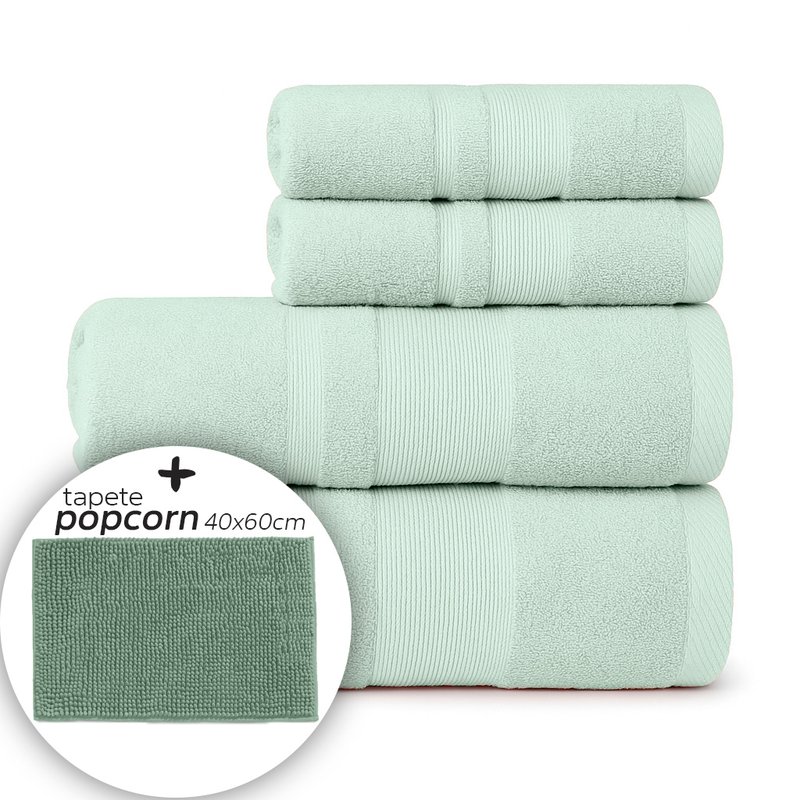 jogo toalha master 5 pecas verde ice mais tapate popcorn verde