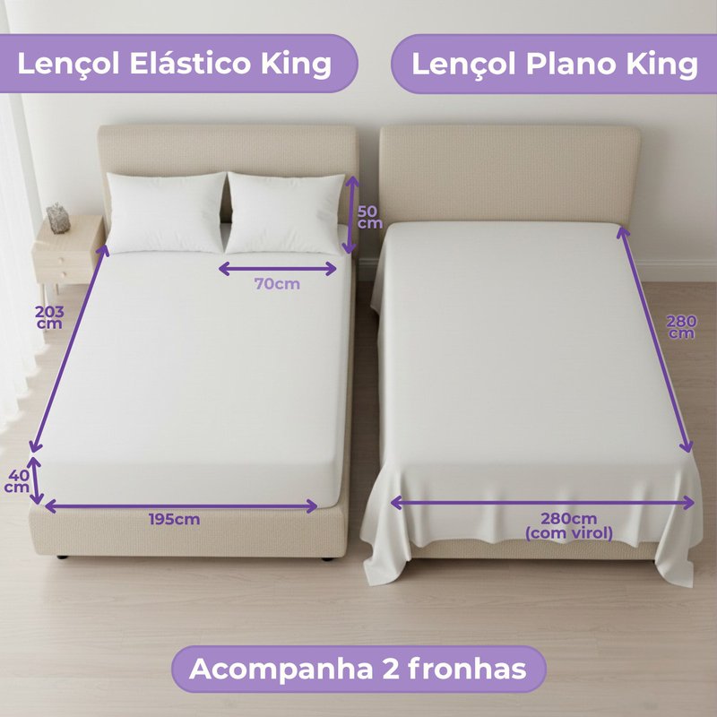 jogo lencol king hotel 200 fios algodao 4 pecas branco 5