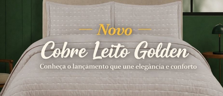 Cobre Leito Golden Bordado com Porta Travesseiro