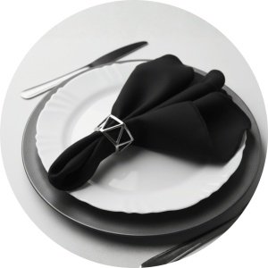 guardanapo de tecido para mesa posta preto pano