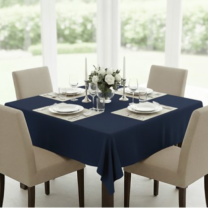 toalha de mesa 4 lugares quadrada azul marinho