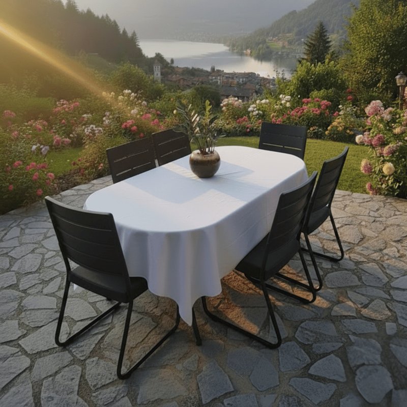 toalha de mesa quadrada 6 lugares retangular branca